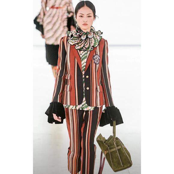 Tory Burch **Runway Sample** Convertible Ruffle Detail Blouse in MULTI - Picture 4 of 9